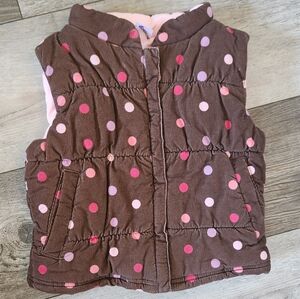 Carter's Toddler Girls Brown/Pink Polka-dot Corduroy Vest
